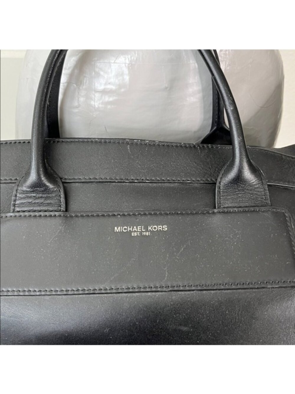 Michael Kors Mens Henry Leather Duffle Bag Weekender Travel Overnight Bag - Picture 9 of 11